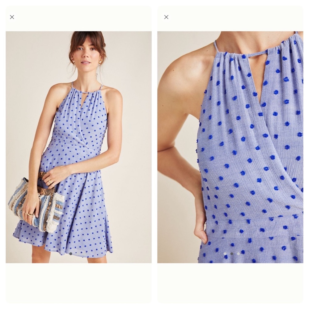 Anthropologie Blue Polka Dot Dress